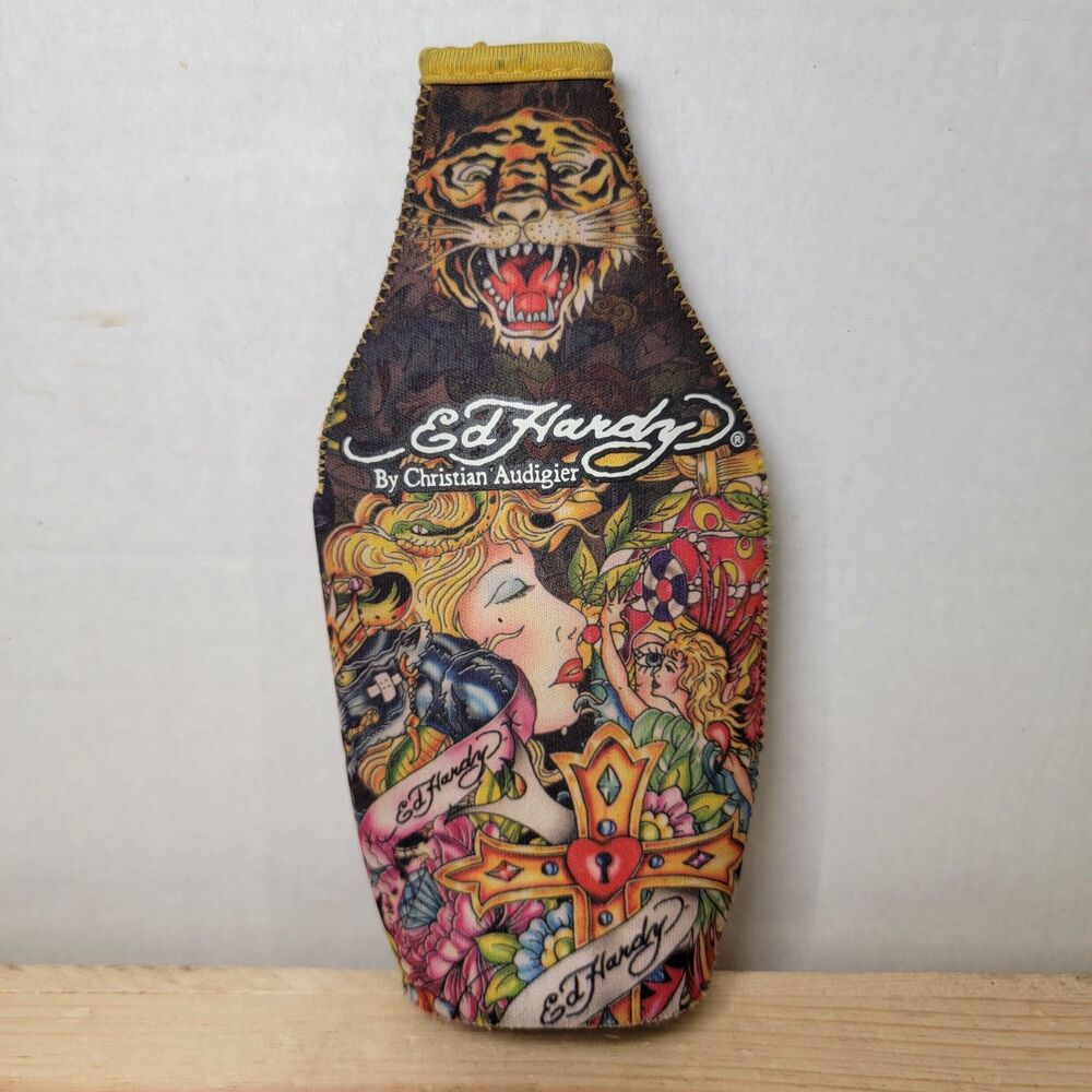 Ed Hardy Tall Bottle Zip Koozie